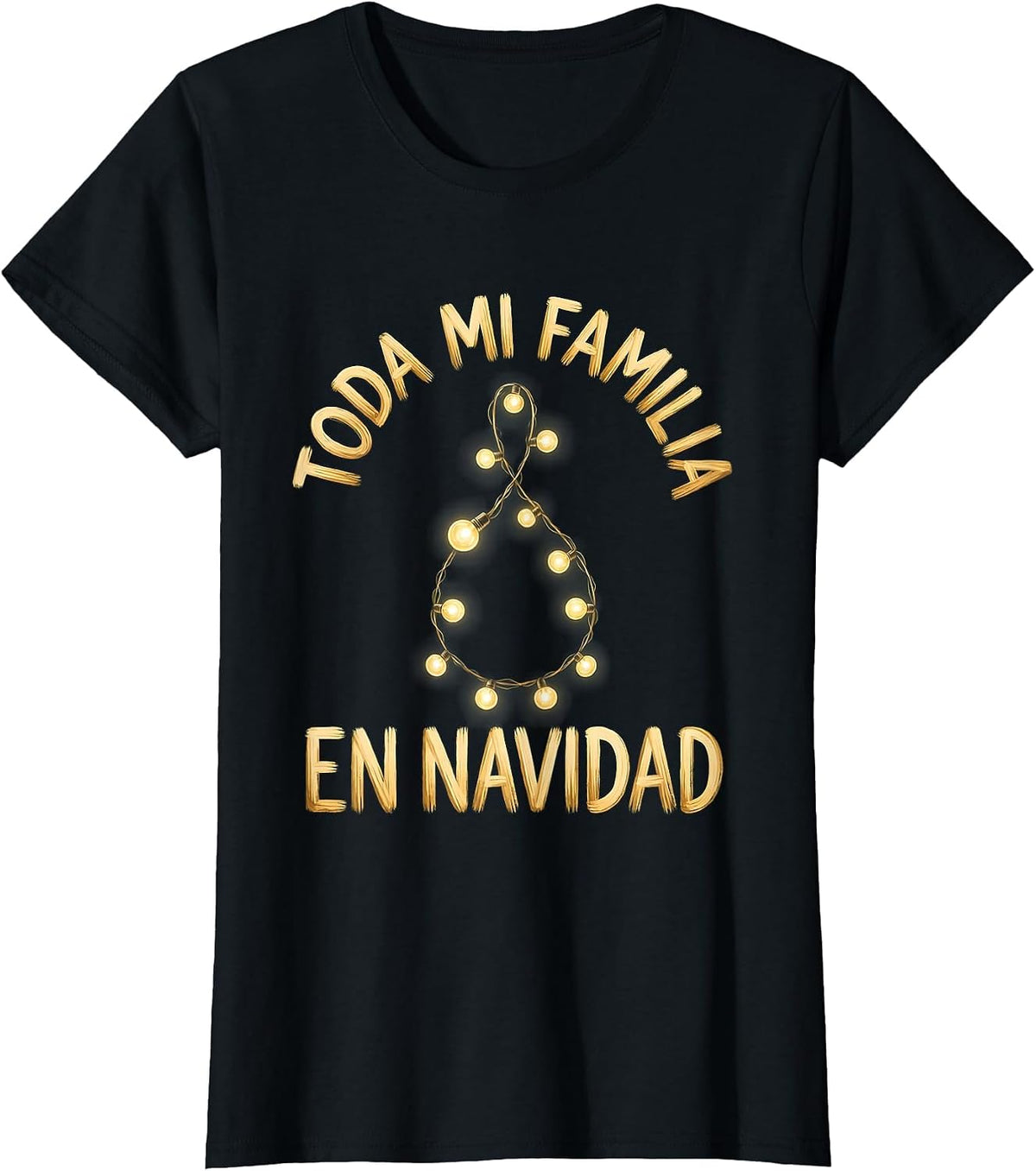 Women's Toda Mi Familia En Navidad Festive Family Christmas Spanish T-Shirt - Black