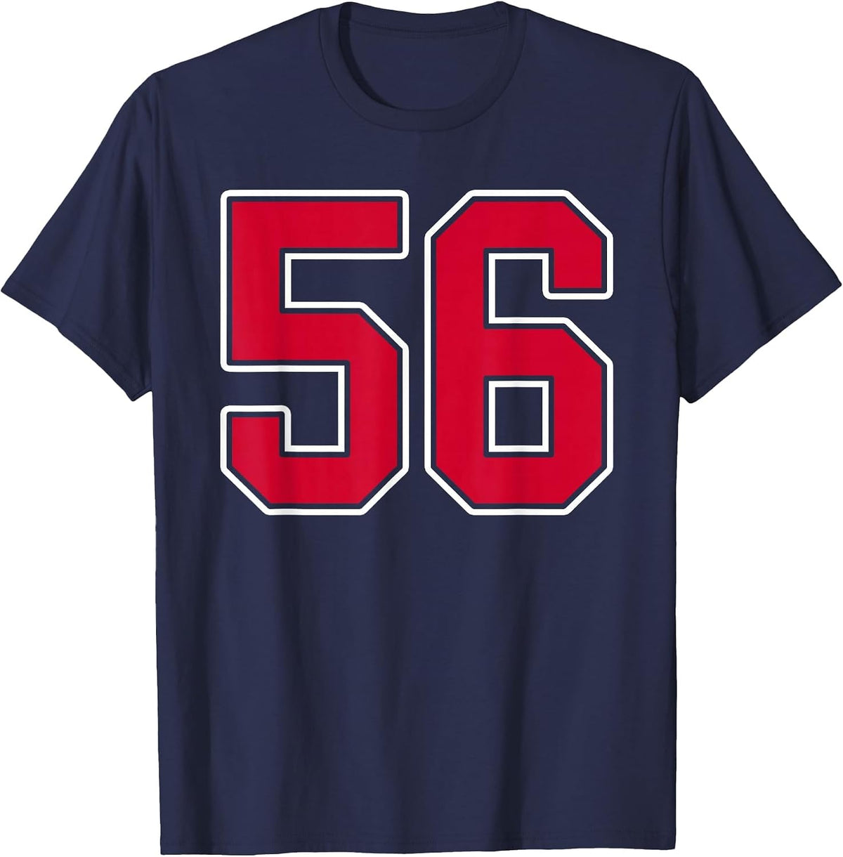 Red White Number 56 Jersey Player Uniform #56 T-Shirt - Navy Blue