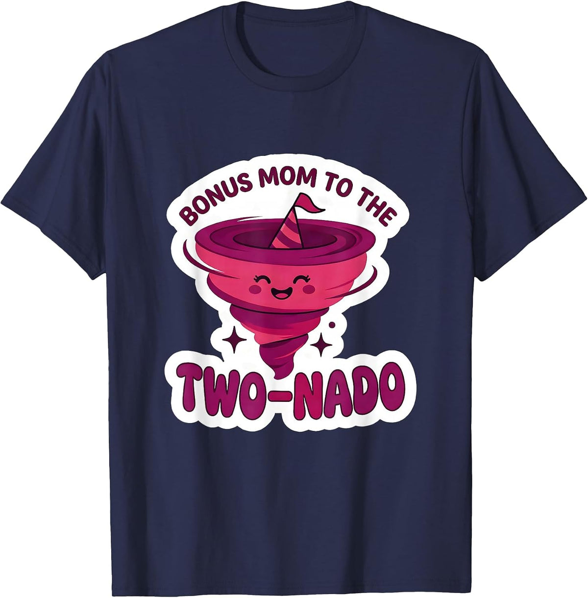 Men's Bonus Mom to the Two-Nado Funny Toddler Birthday Party T-Shirt - Navy Blue