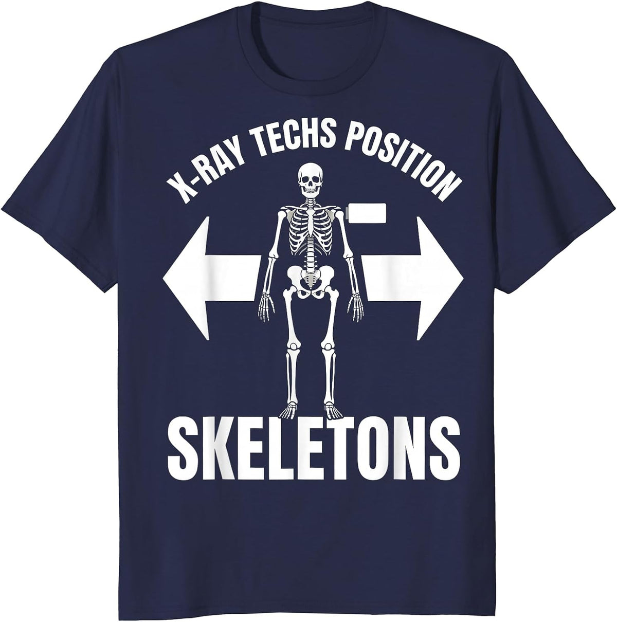 X-Ray Techs Position Skeletons Radiology Tech Halloween T-Shirt - Navy Blue