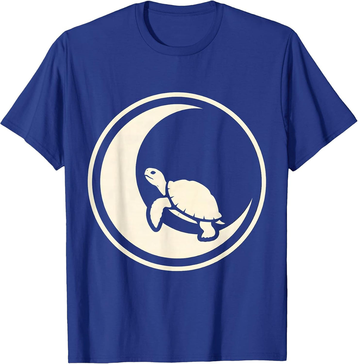 Turtle Silhouette Crescent Moon Nature Art T-Shirt - Royal Blue