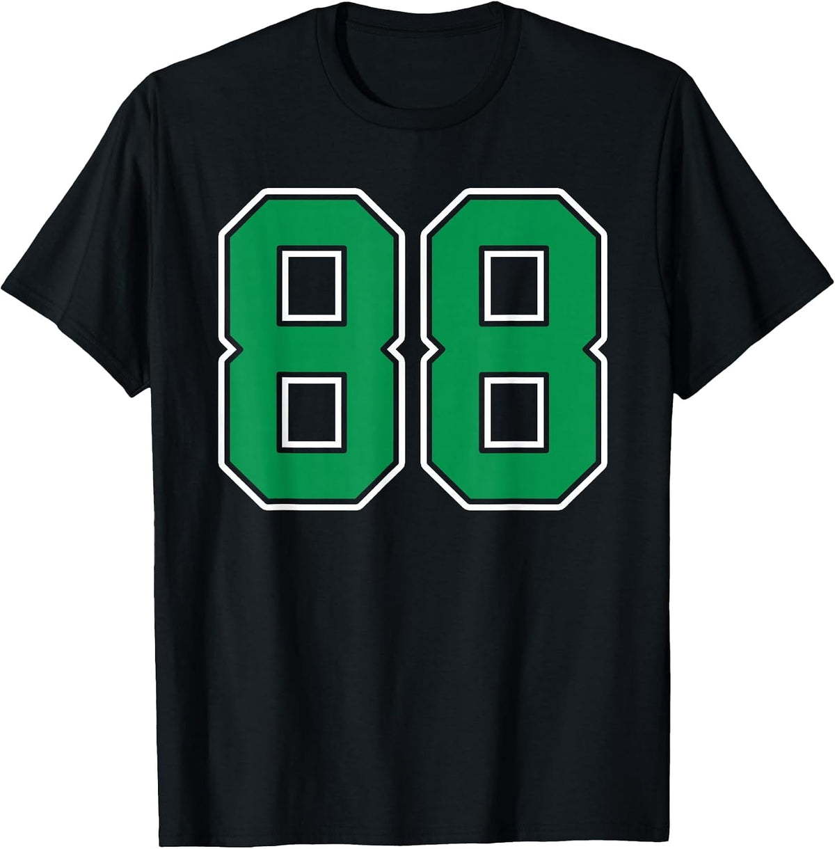 Kelly Green White Number 88 Jersey Player Uniform #88 T-Shirt - Black
