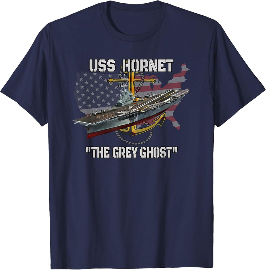 Aircraft Carrier USS Hornet CV-12 CVS-12 Veterans Sailor Dad T-Shirt - Navy Blue