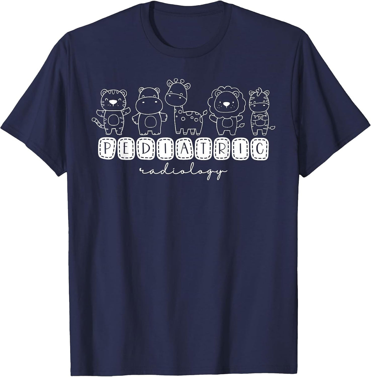Cute Animals Pediatric Radiology PEDS Radiologist X-ray Tech T-Shirt - Navy Blue