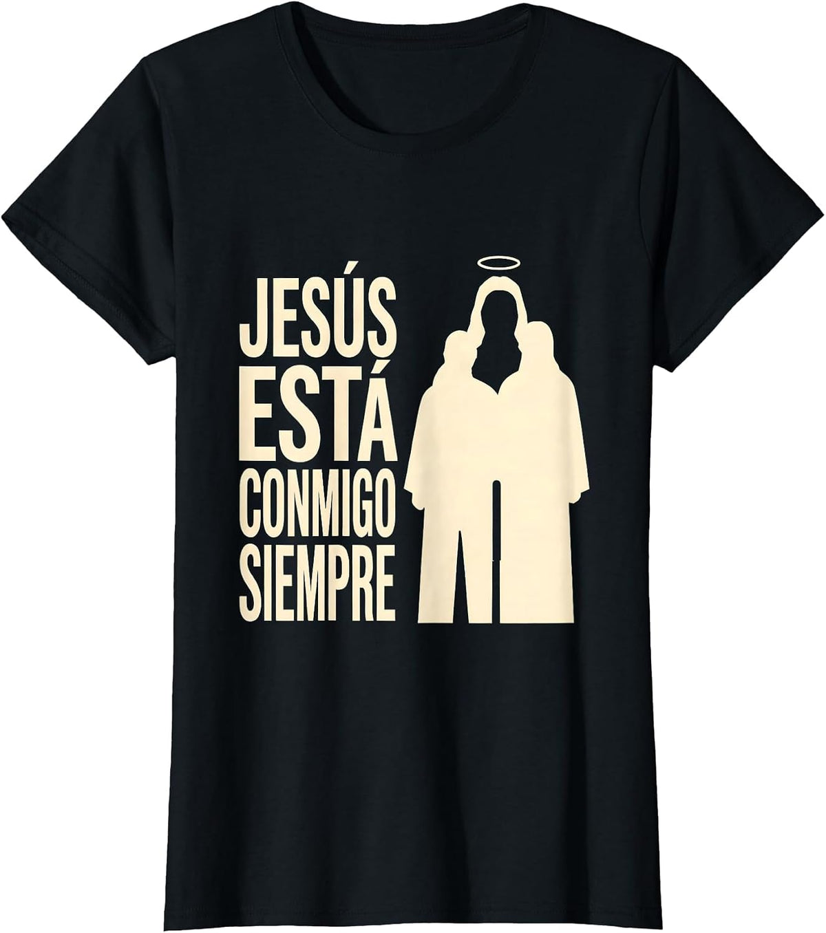 Jesús Está Conmigo Siempre Devotional Catholic Faith Spanish T-Shirt - Black