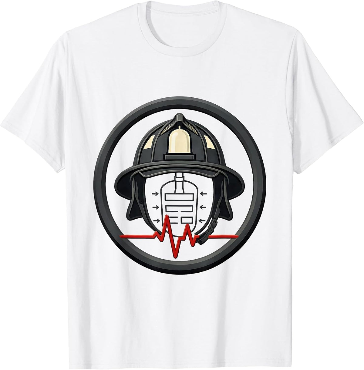 Men's Paramedic Helmet Badge Stencil Graphic EMT Dark Humor T-Shirt - White