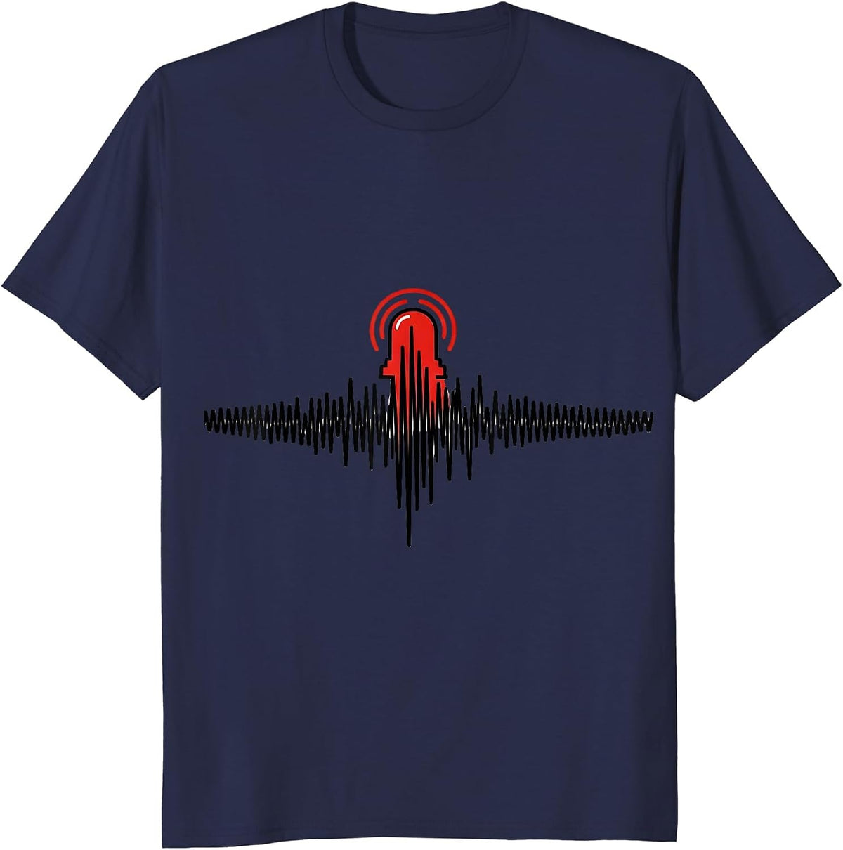 Men's Pulse Rhythm Line Art Occupational Humor Novelty T-Shirt - Navy Blue