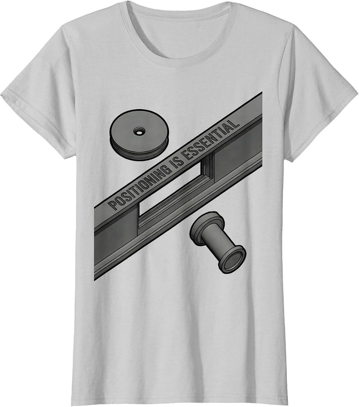 Positioning Is Essential Retro Rad Tech X-Ray CT MRI Tech T-Shirt - Silver Grey
