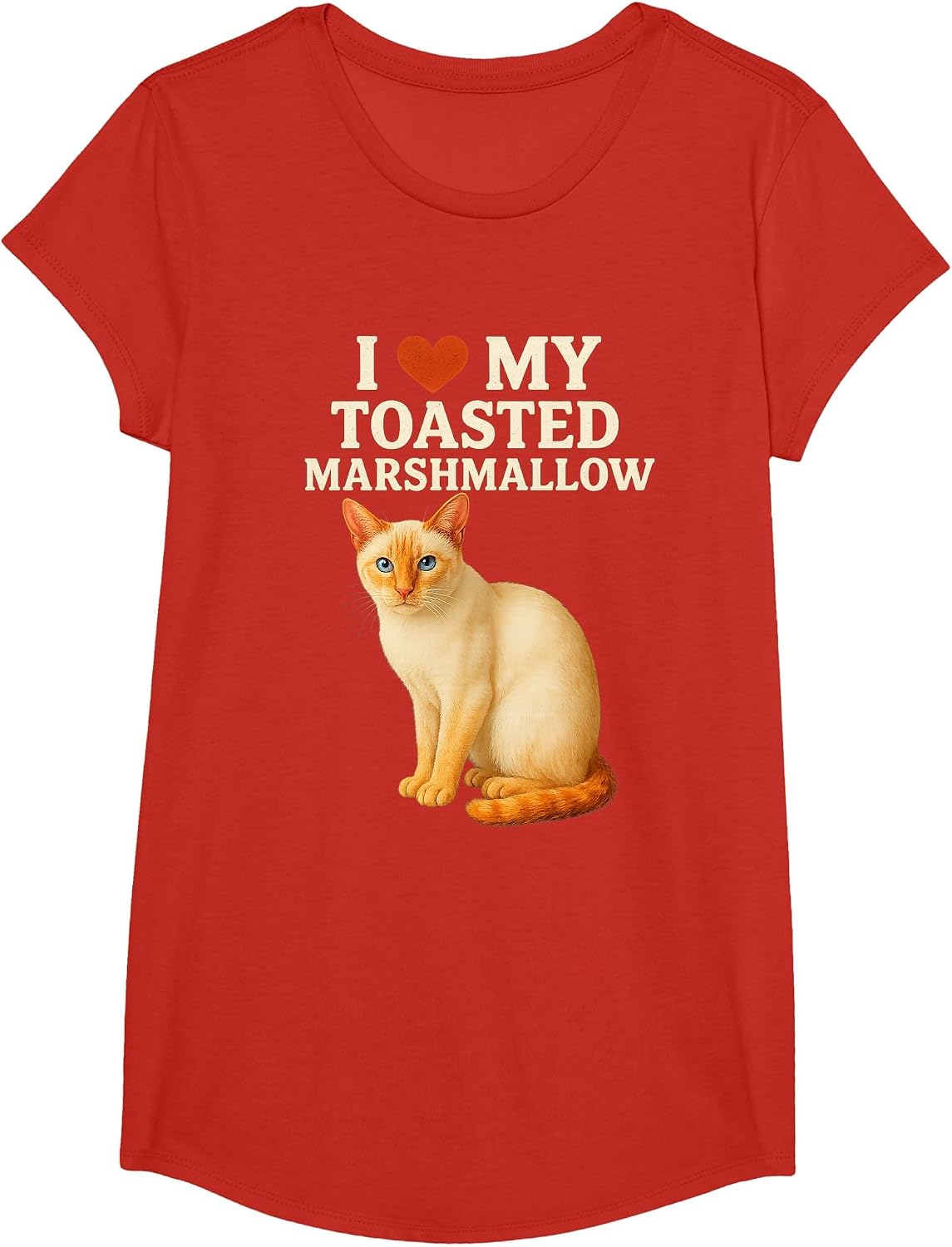 I Love My Toasted Marshmallow Siamese Cat Kitten Valentines T-Shirt - Girls Red