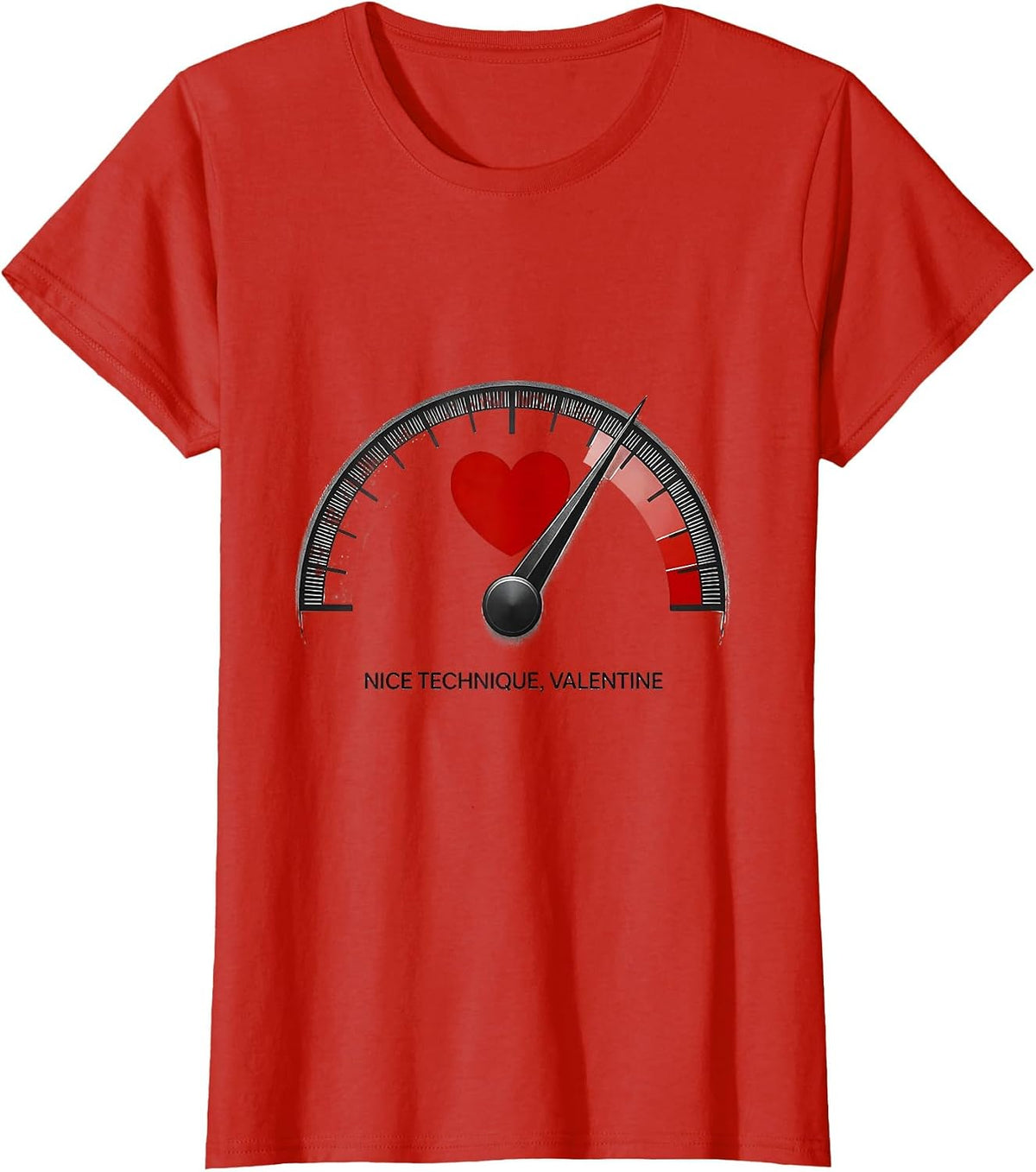 Women's Nice Technique Valentine Funny Radiology Tech Skeleton Humor T-Shirt - Red