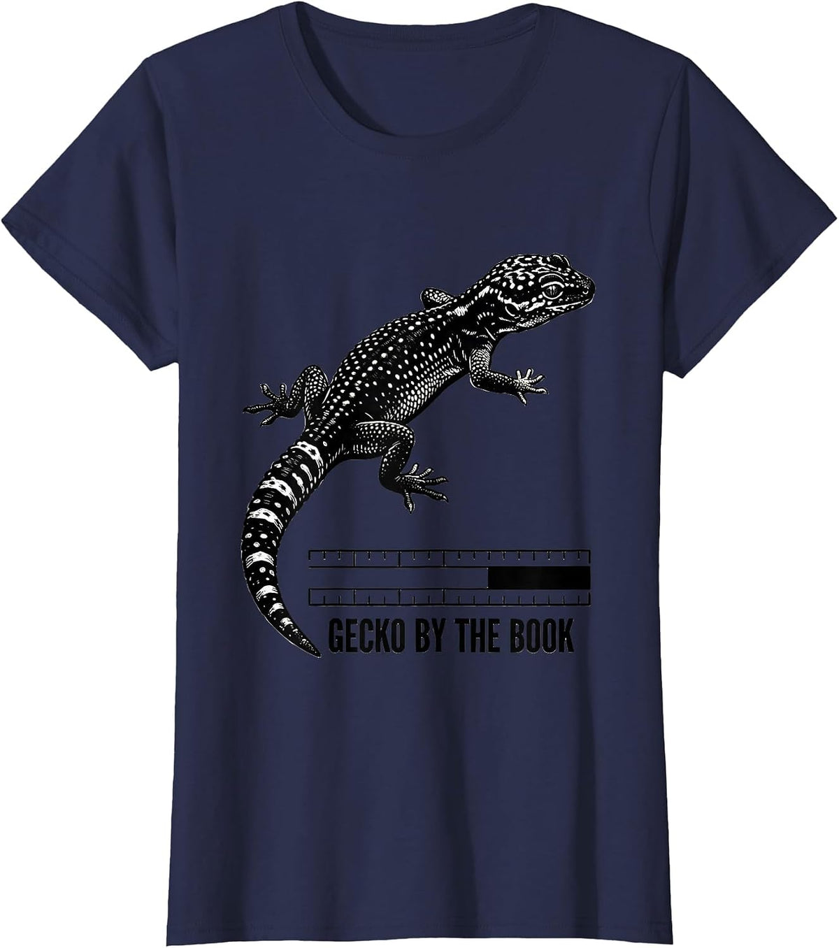 Women's Gecko By The Book Funny Reptile Lover Leopard Gecko Humor T-Shirt - Navy Blue