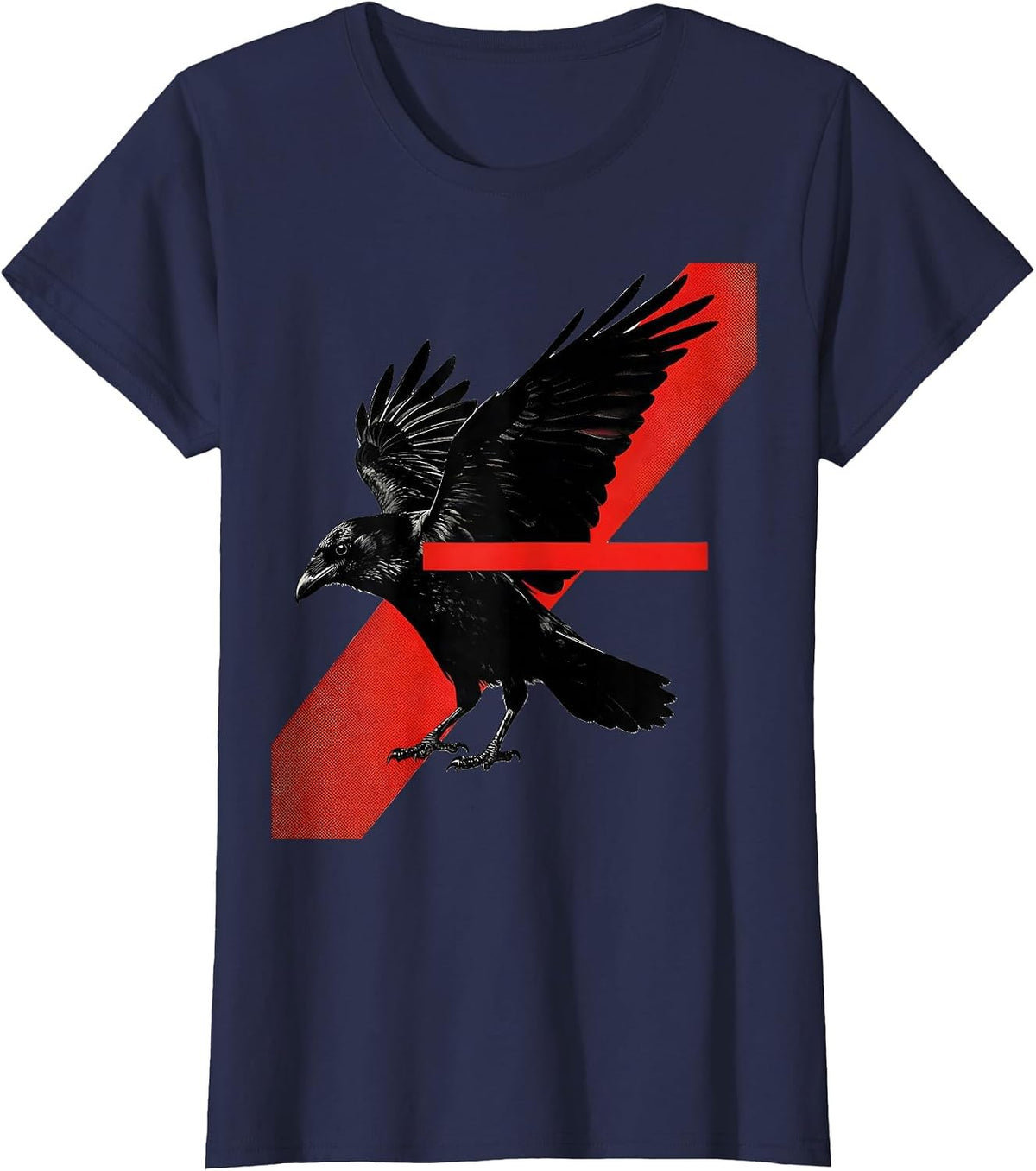 Women's Crow Silhouette Dark Humor Gothic Raven Bird Lover T-Shirt - Navy Blue