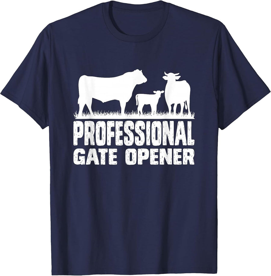 Professional Gate Opener Cow Apparel T-Shirt - Navy Blue