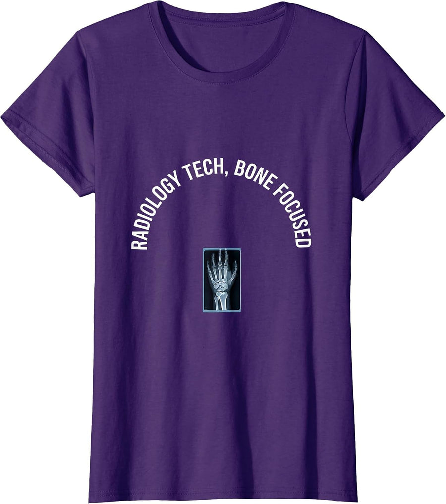 Women's Radiology Tech Bone Focused Minimalist X-Ray Tech Gift T-Shirt - Purple