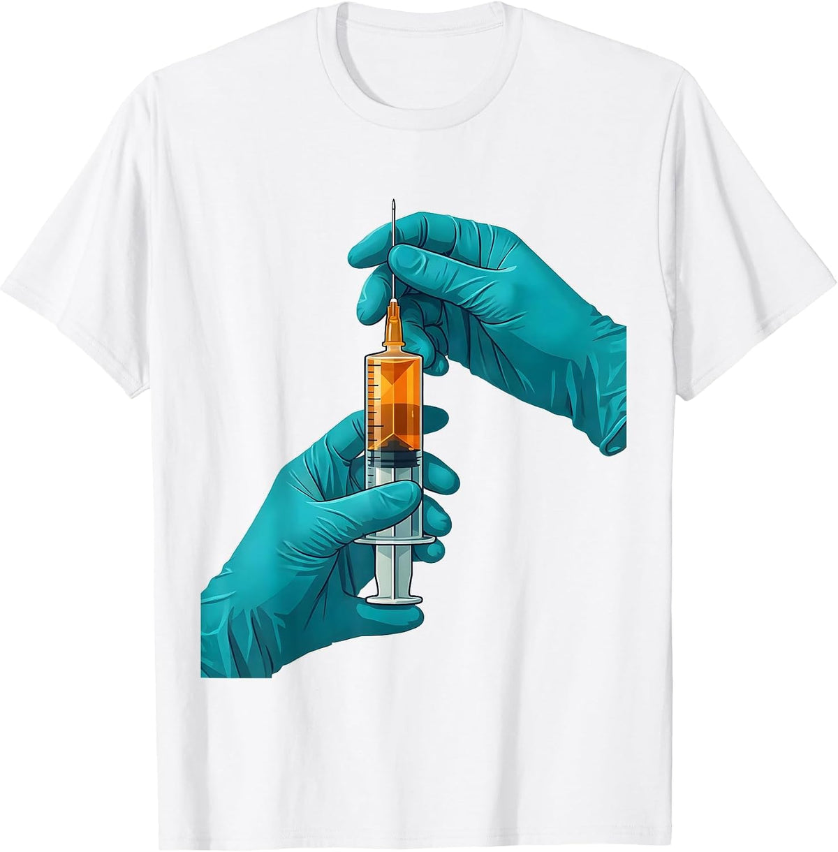 Pharmacy Technician Syringe Drawing Illustration T-Shirt - White