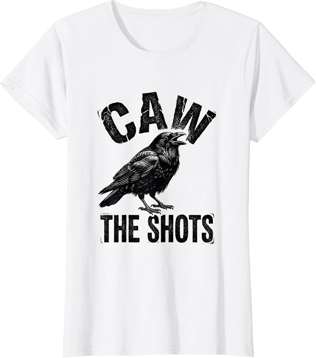 caw the shots Gothic Crow Bird-Pun Humor Raven Lover T-Shirt - White