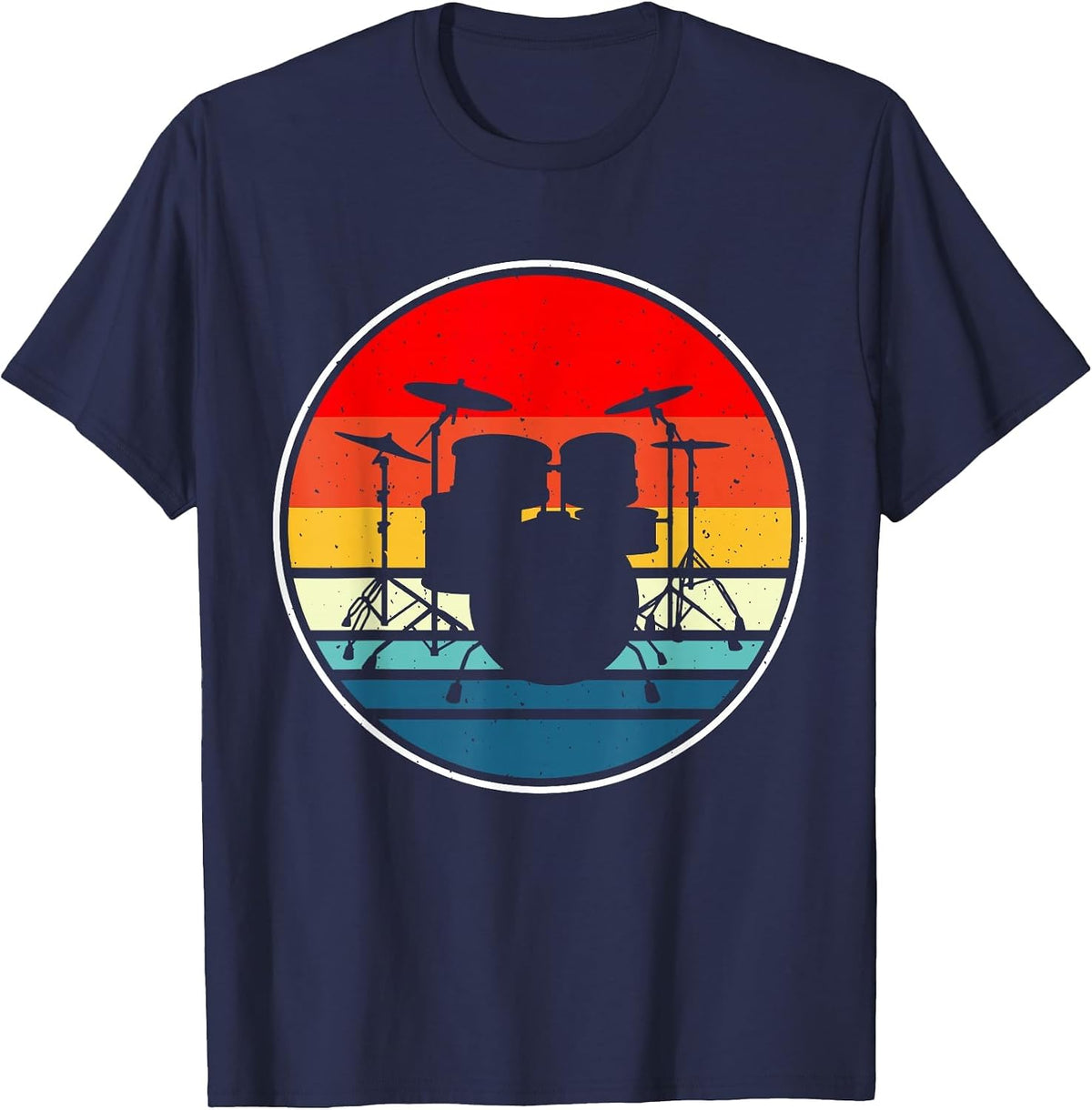Drums Retro Vintage Sunset T-Shirt - Navy Blue