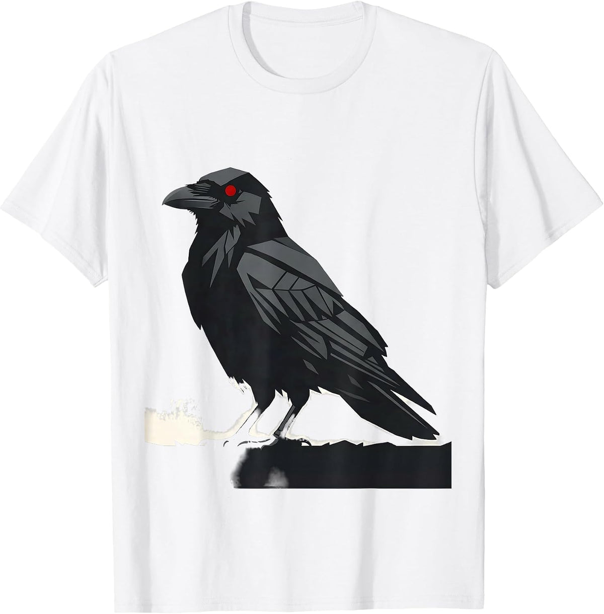 Men's Crow Silhouette Minimalist Gothic Bird Lover Art T-Shirt - White