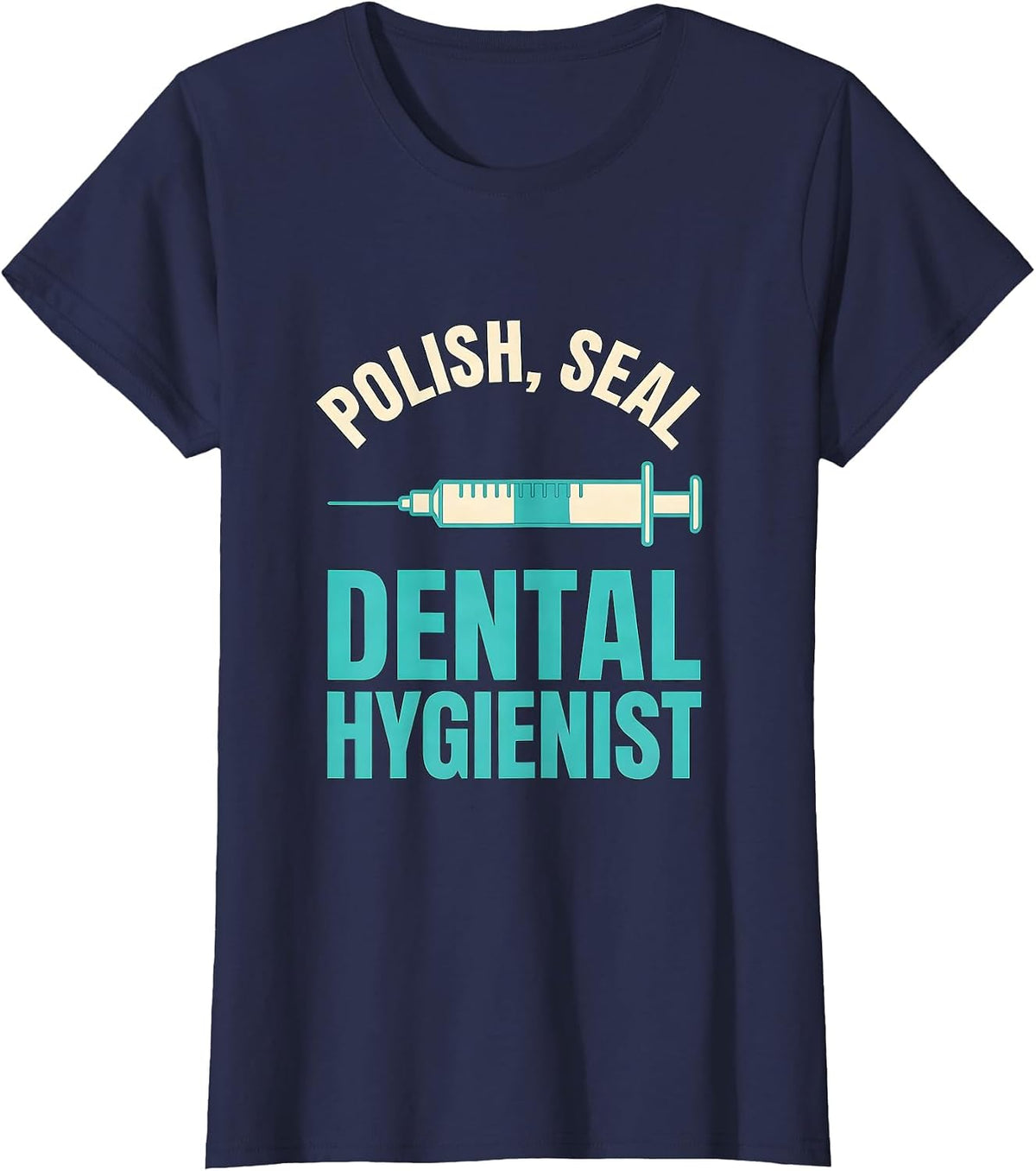Women's Polish Seal Dental Hygienist Funny Dental Squad Humor T-Shirt - Navy Blue