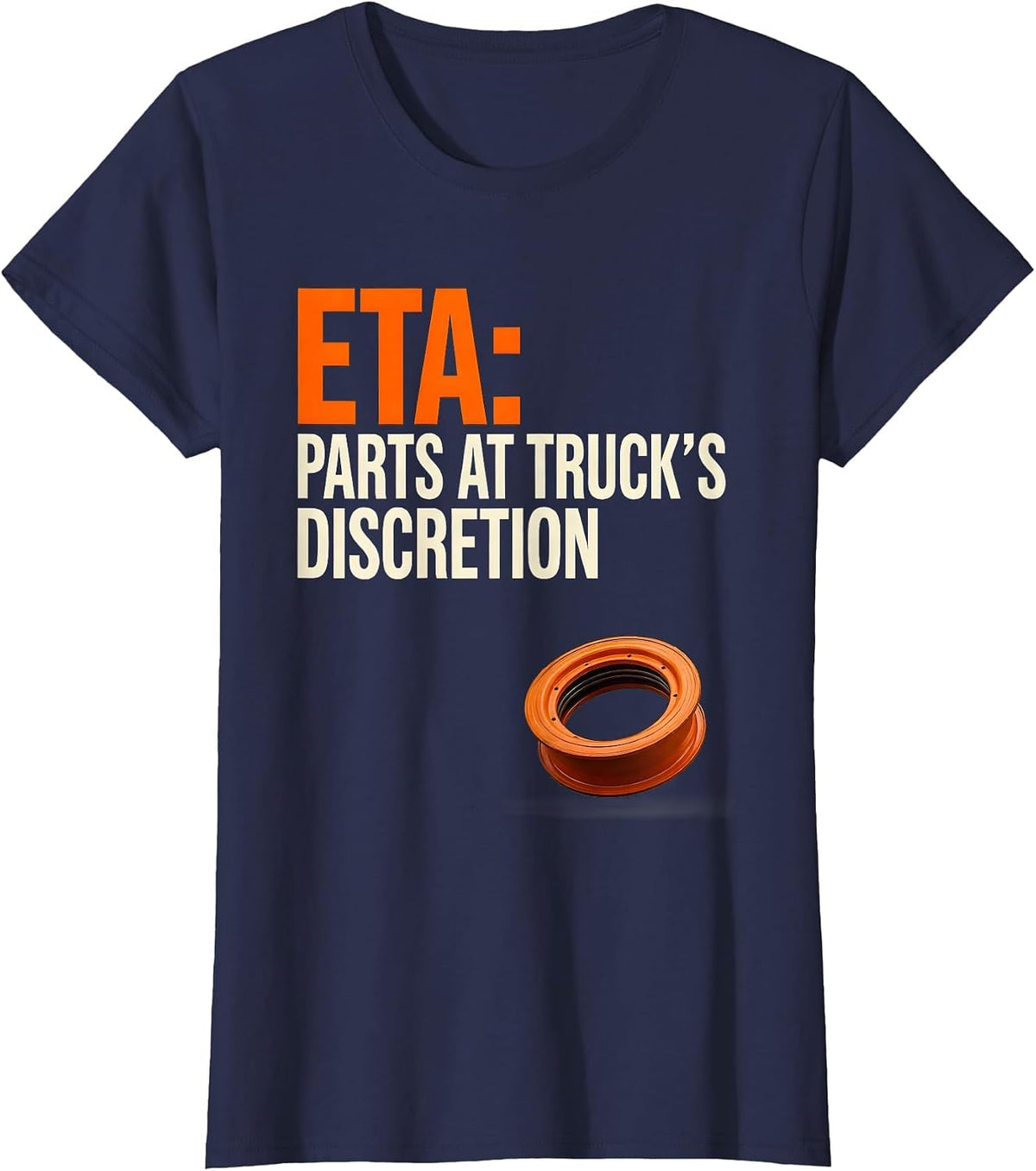 Women's ETA PARTS AT TRUCK'S DISCRETION Funny Mechanic Skeleton Auto T-Shirt - Navy Blue
