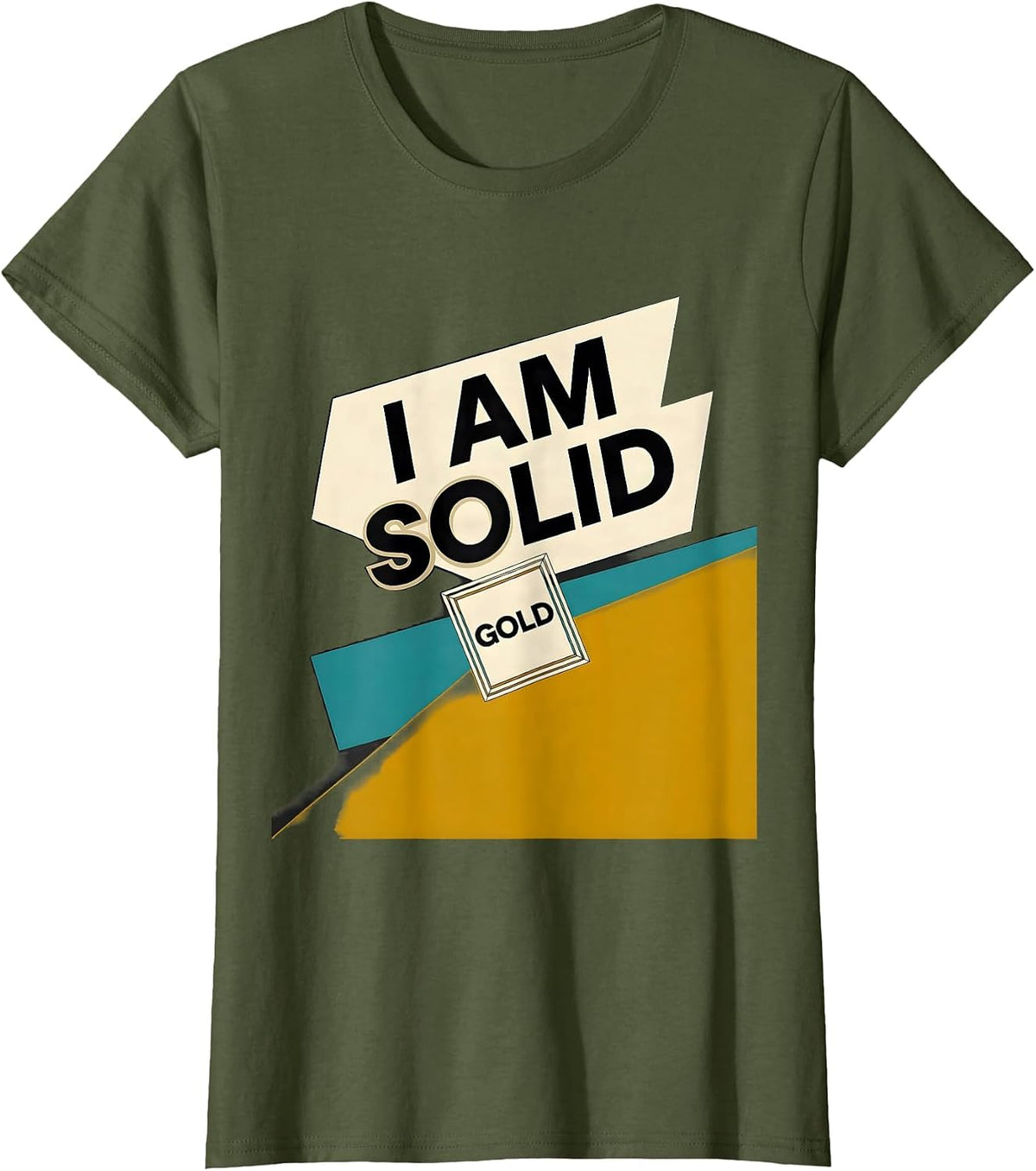 Women's I Am Solid Gold Midcentury Modern Chemistry Teacher Science T-Shirt - Olive Green