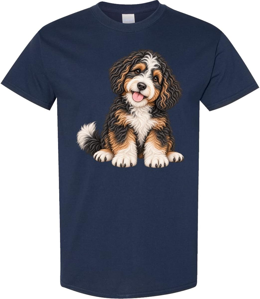 inktastic Bernedoodle Puppy Adult T-Shirt - Navy Blue