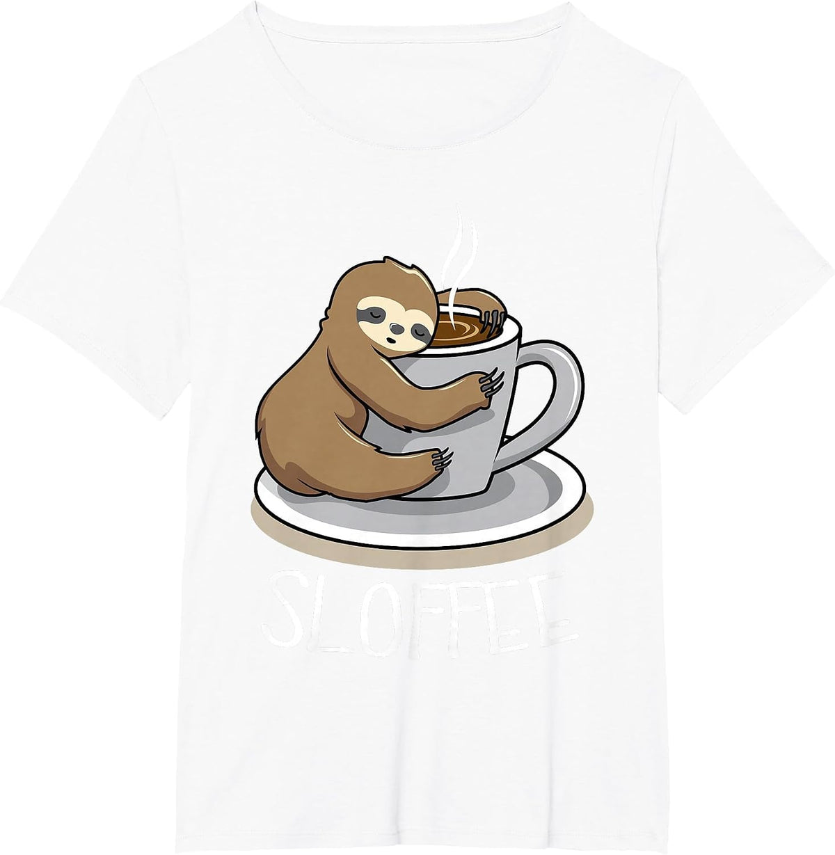 Sloth Sleep at Cup of Coffee Funny Sloth Sloffee T-Shirt - White