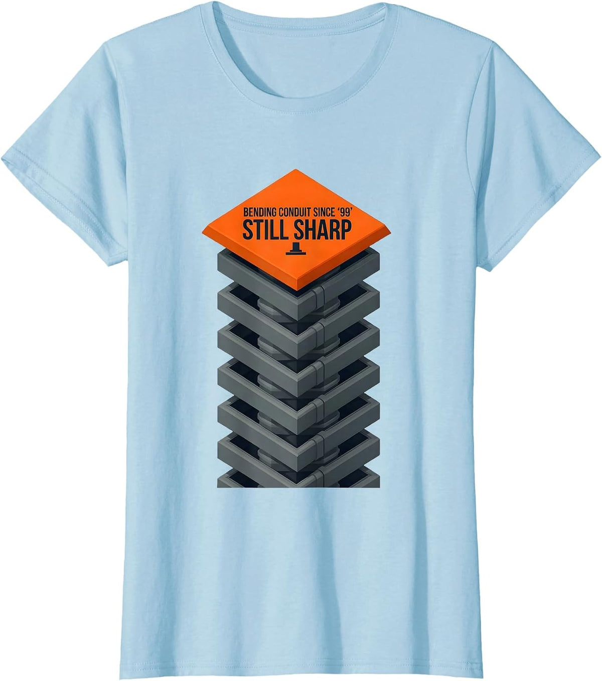 Women's Bending Conduit Since '99, Still Sharp Funny Electrician T-Shirt - Baby Blue