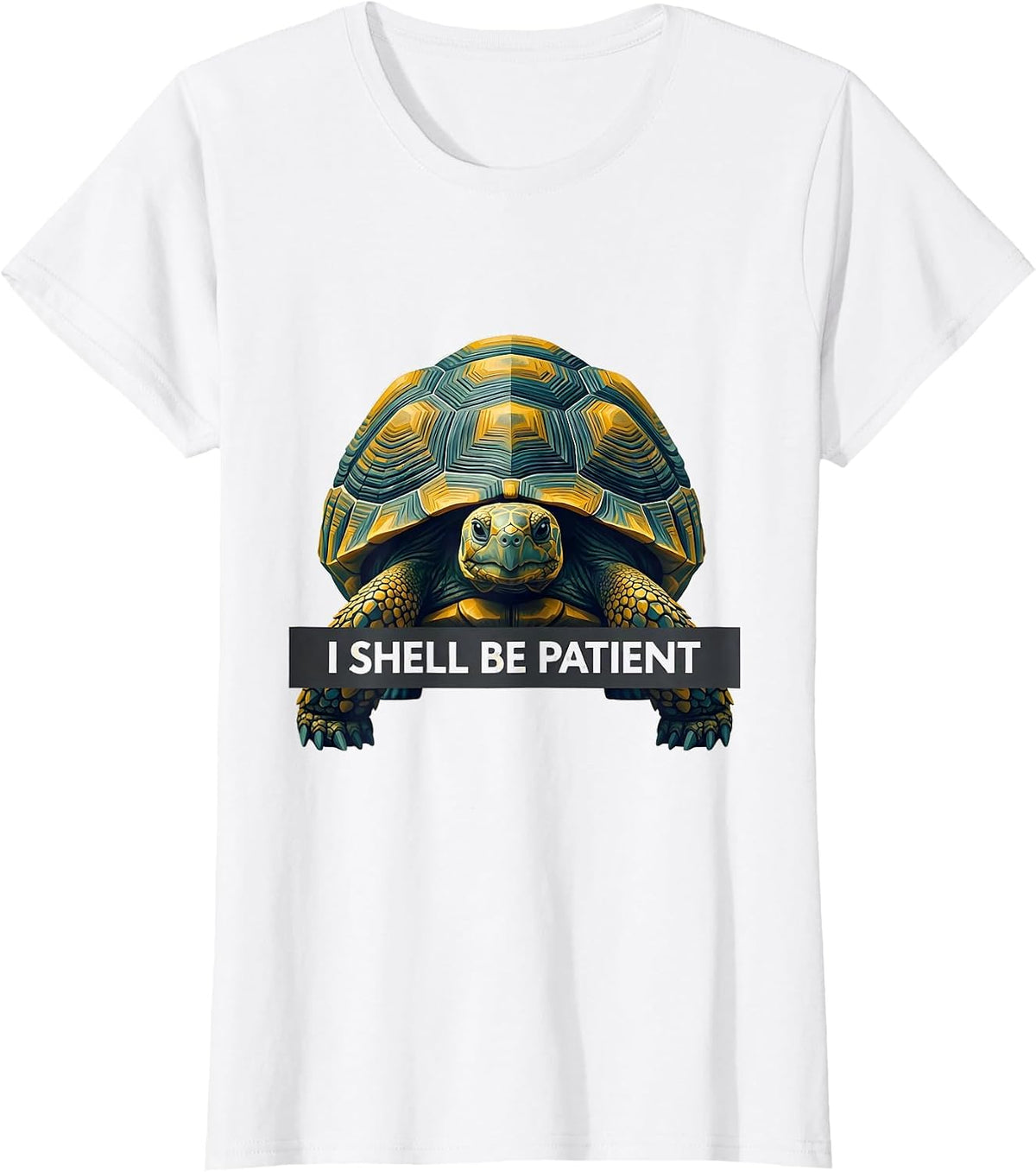 Women's I Shell Be Patient Midcentury Modern Turtle Lover Gift T-Shirt - White