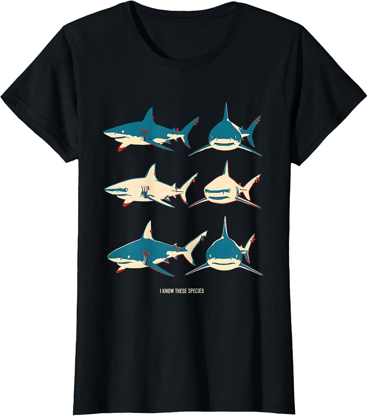 I Know These Species Funny Shark Lover Marine Biology Humor T-Shirt - Black