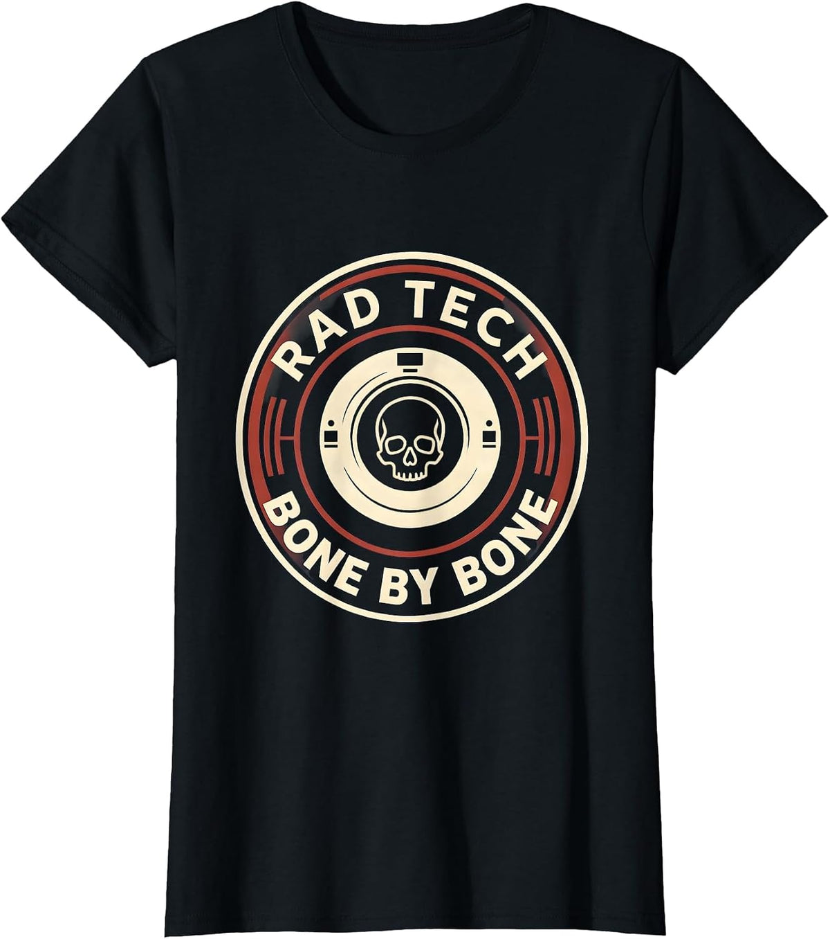 Women's RAD TECH BONE BY BONE Funny Radiology Tech Humor X-Ray CT T-Shirt - Black