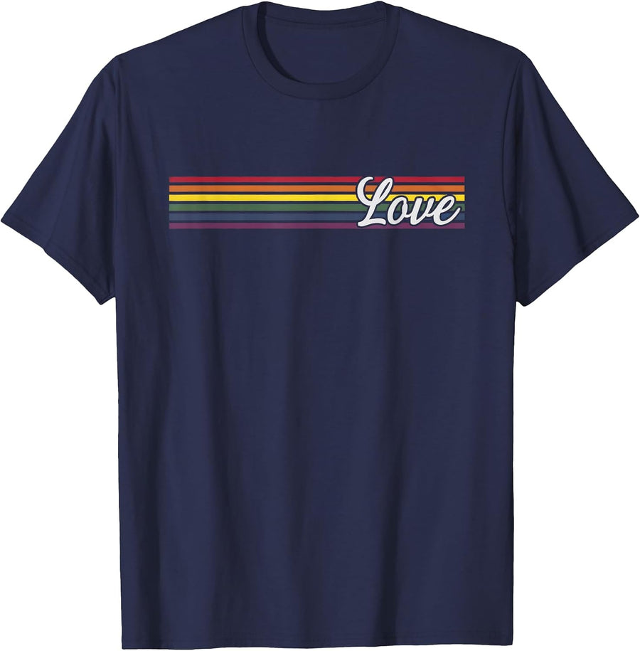 LGBT Pride Flag Rainbow Lesbian Transgender Homo T-Shirt - Navy Blue