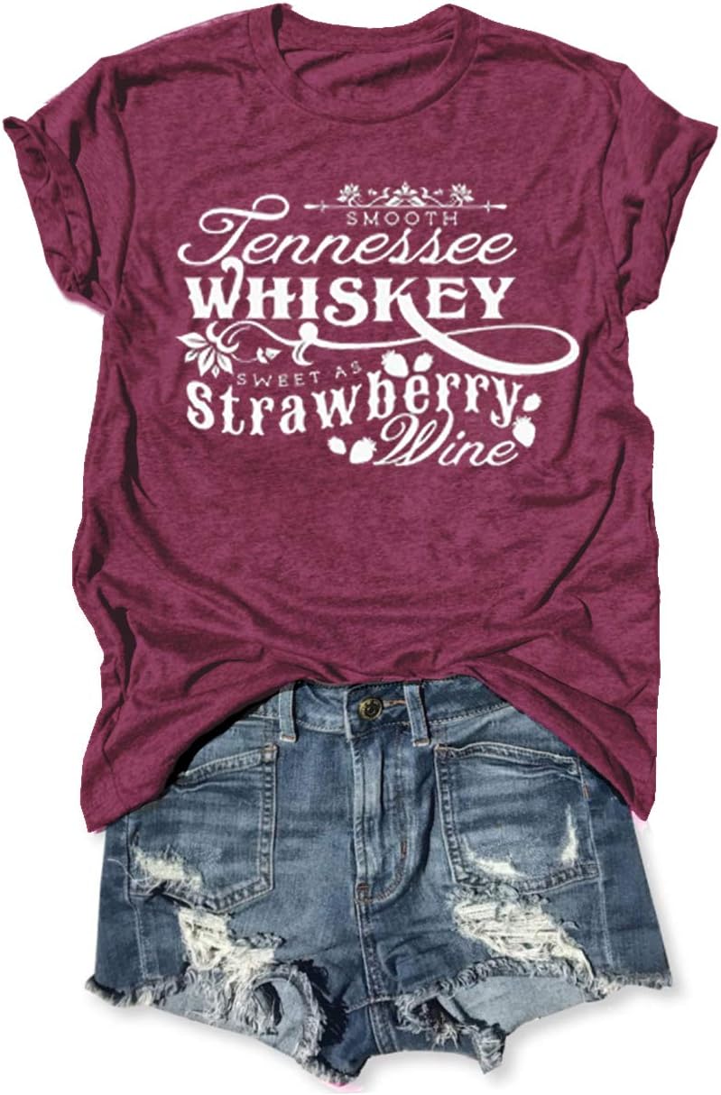 Smooth As Tennessee Women Vintage Country Shirts Nashville Country Concert T Shirt Summer Casual Retro Graphic Tees Top - Red