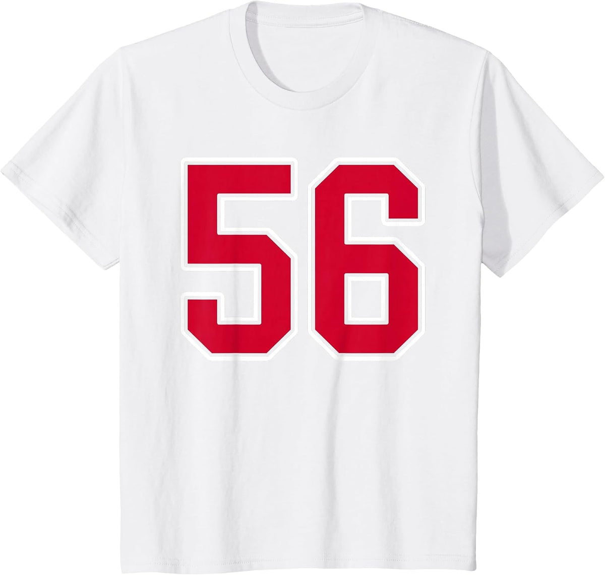 Red White Number 56 Jersey Player Uniform #56 T-Shirt - White