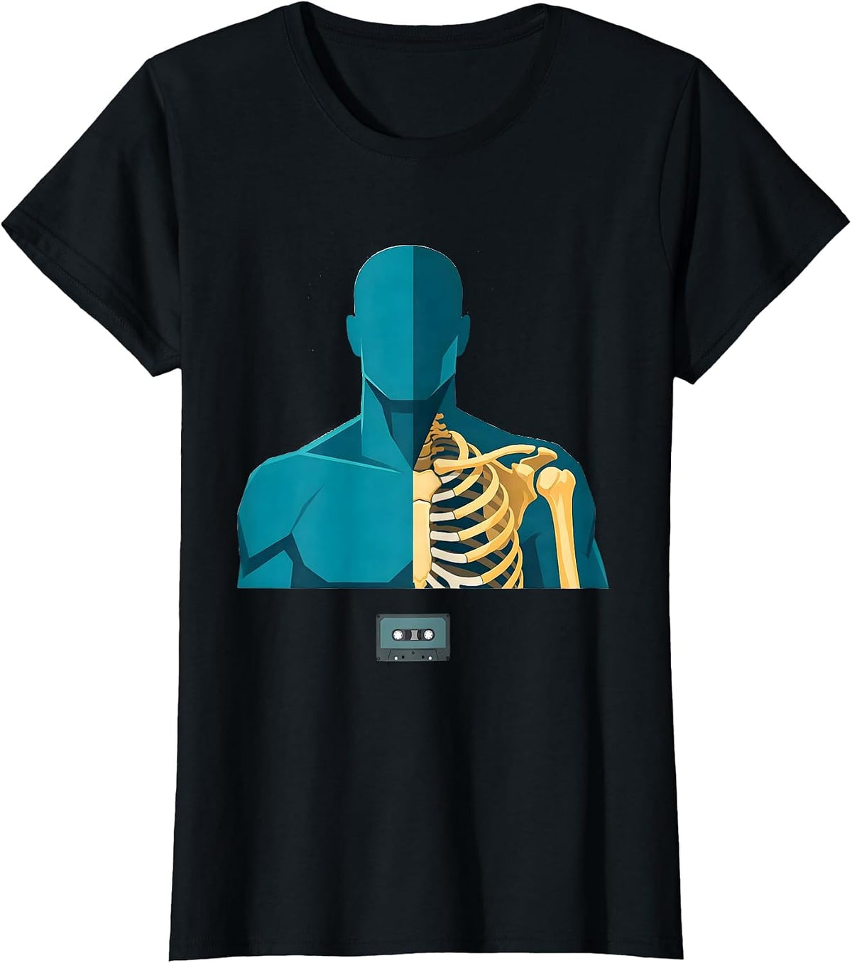 Shoulder and Collarbone Bone Shape Radiology Tech Humor T-Shirt - Black