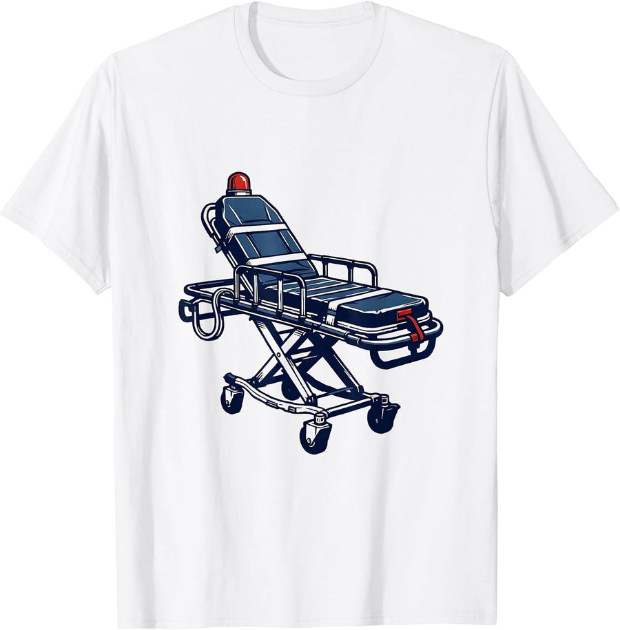 Men's Ambulance Stretcher Funny EMT Paramedic Gift T-Shirt - White