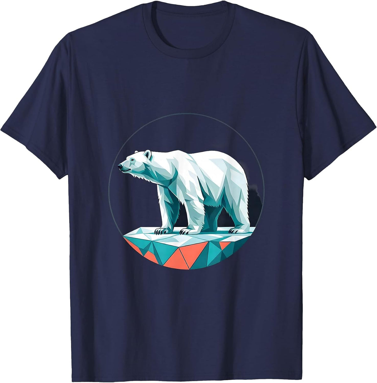 Men's Polar Bear Badge Flat Vector Wildlife Lover Gift T-Shirt - Navy Blue