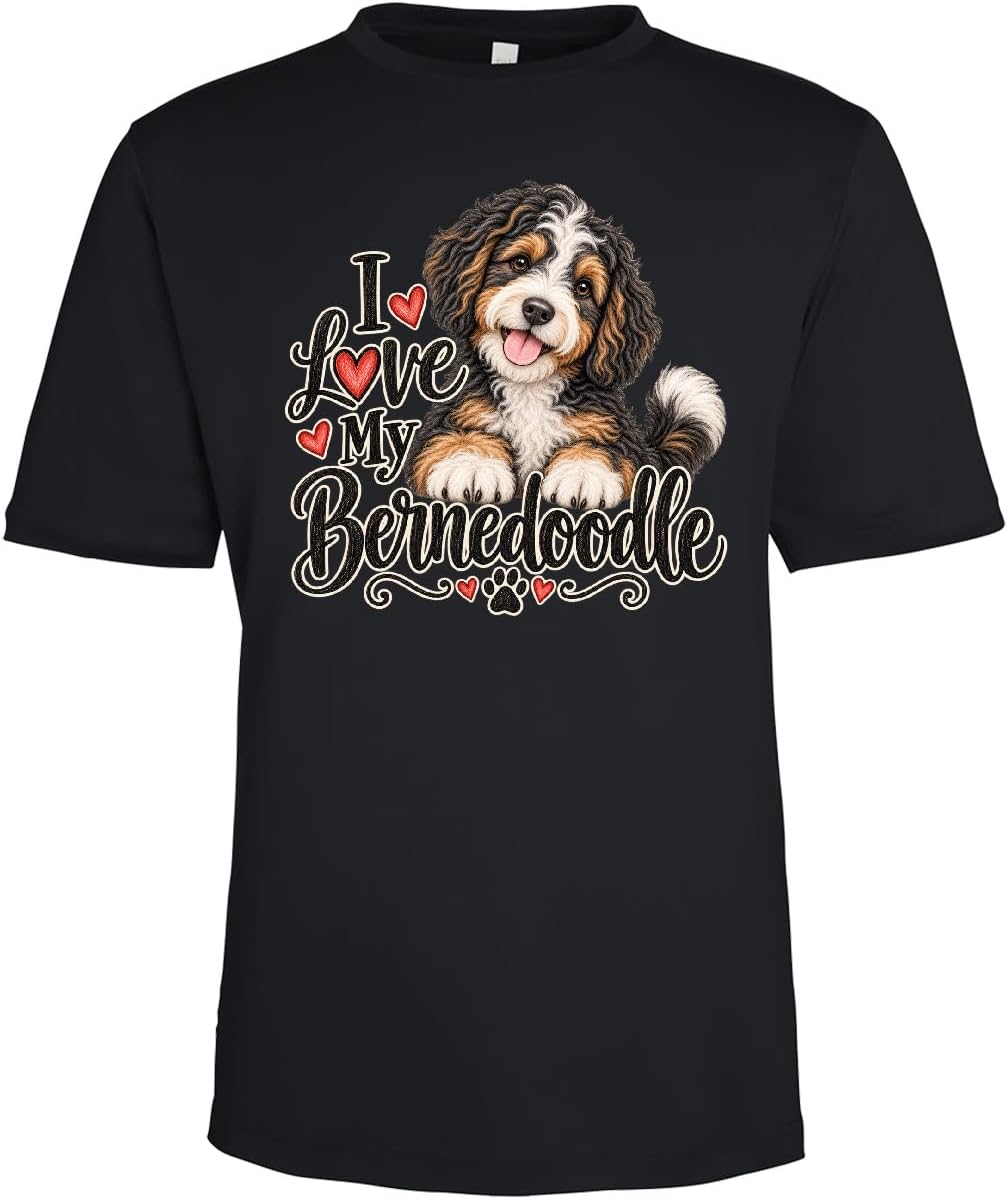 inktastic I Love My Bernedoodle Adult Performance T-Shirt - Black
