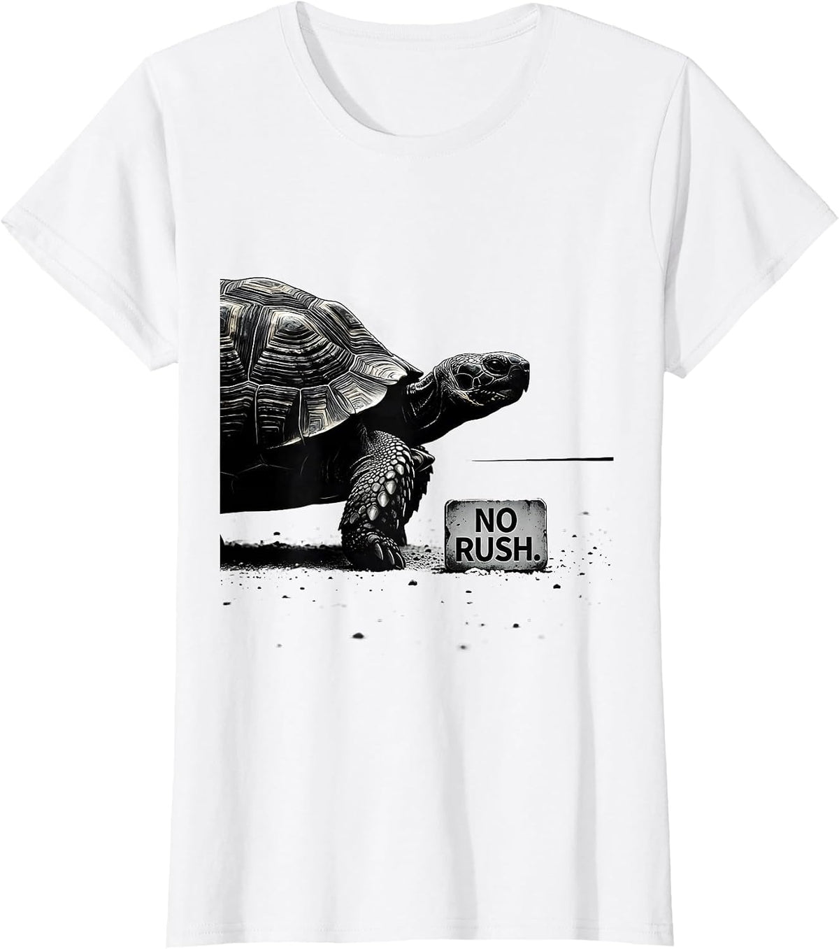 No Rush Silly Tortoise Lover Funny Turtle Pet Enthusiast T-Shirt - White