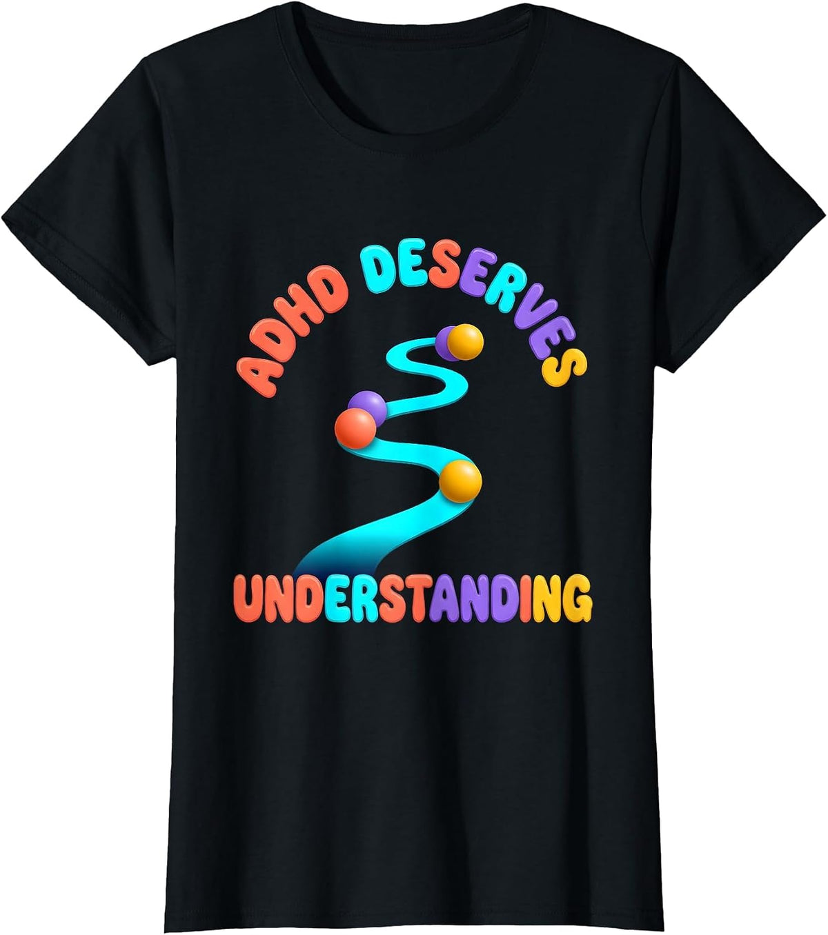 ADHD Deserves Understanding Colorful Neurodiversity T-Shirt - Black
