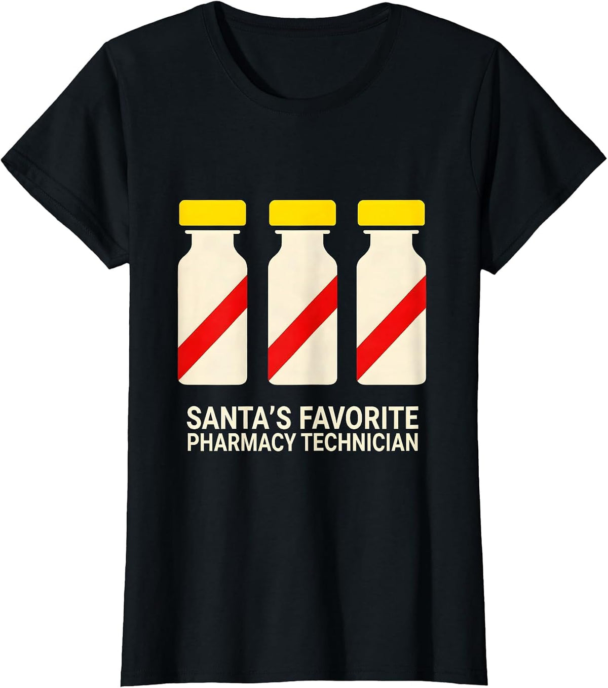 Santa's Favorite Pharmacy Technician Funny Medical Tech T-Shirt - Black