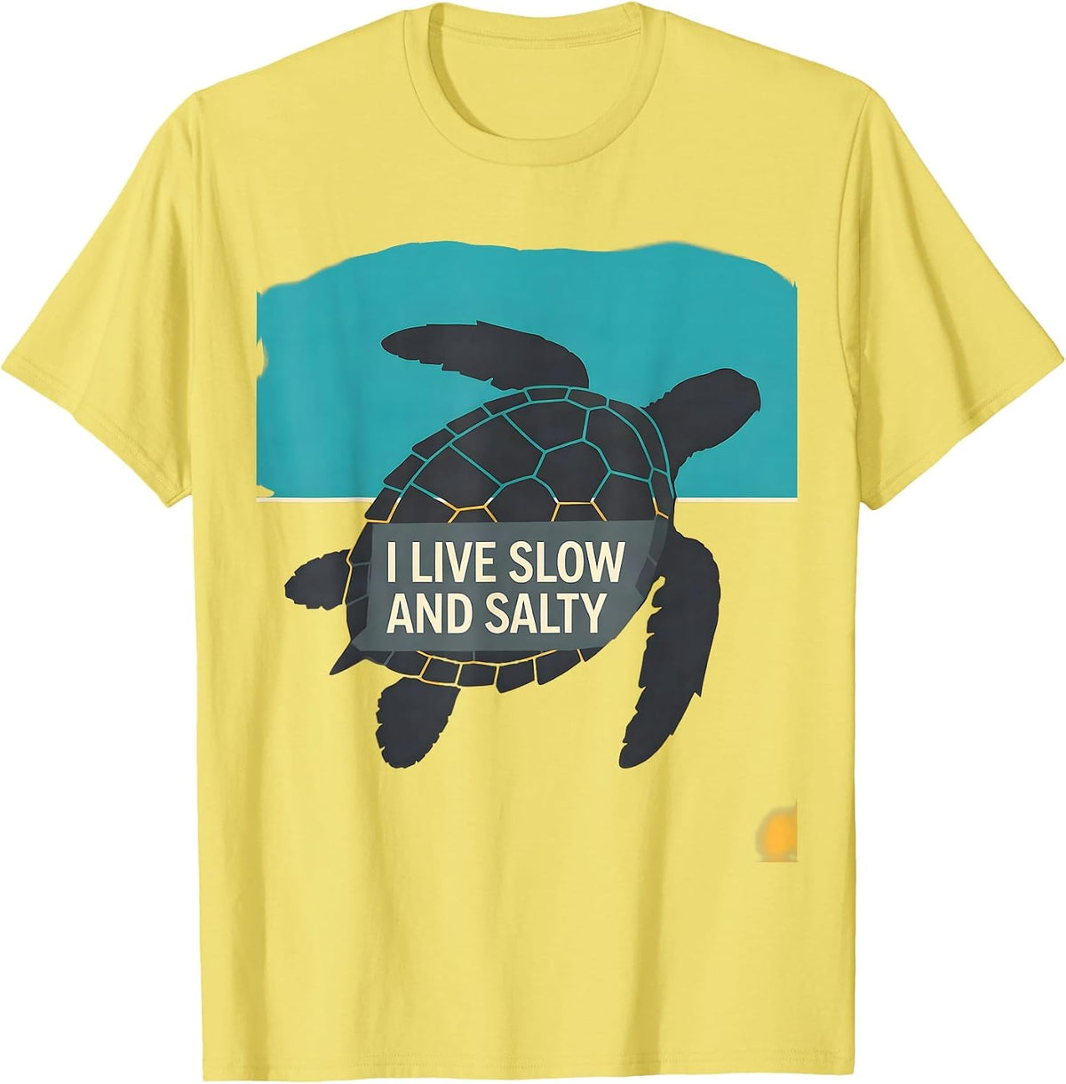 Men's I Live Slow And Salty Funny Sea Turtle Lover Beach Humor T-Shirt - Lemon Yellow