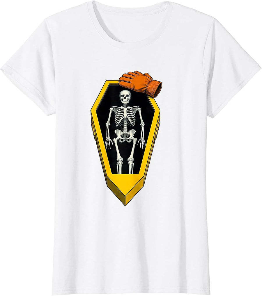 Women's Radiographic Coffin Skeleton Halloween Radiology Tech T-Shirt - White