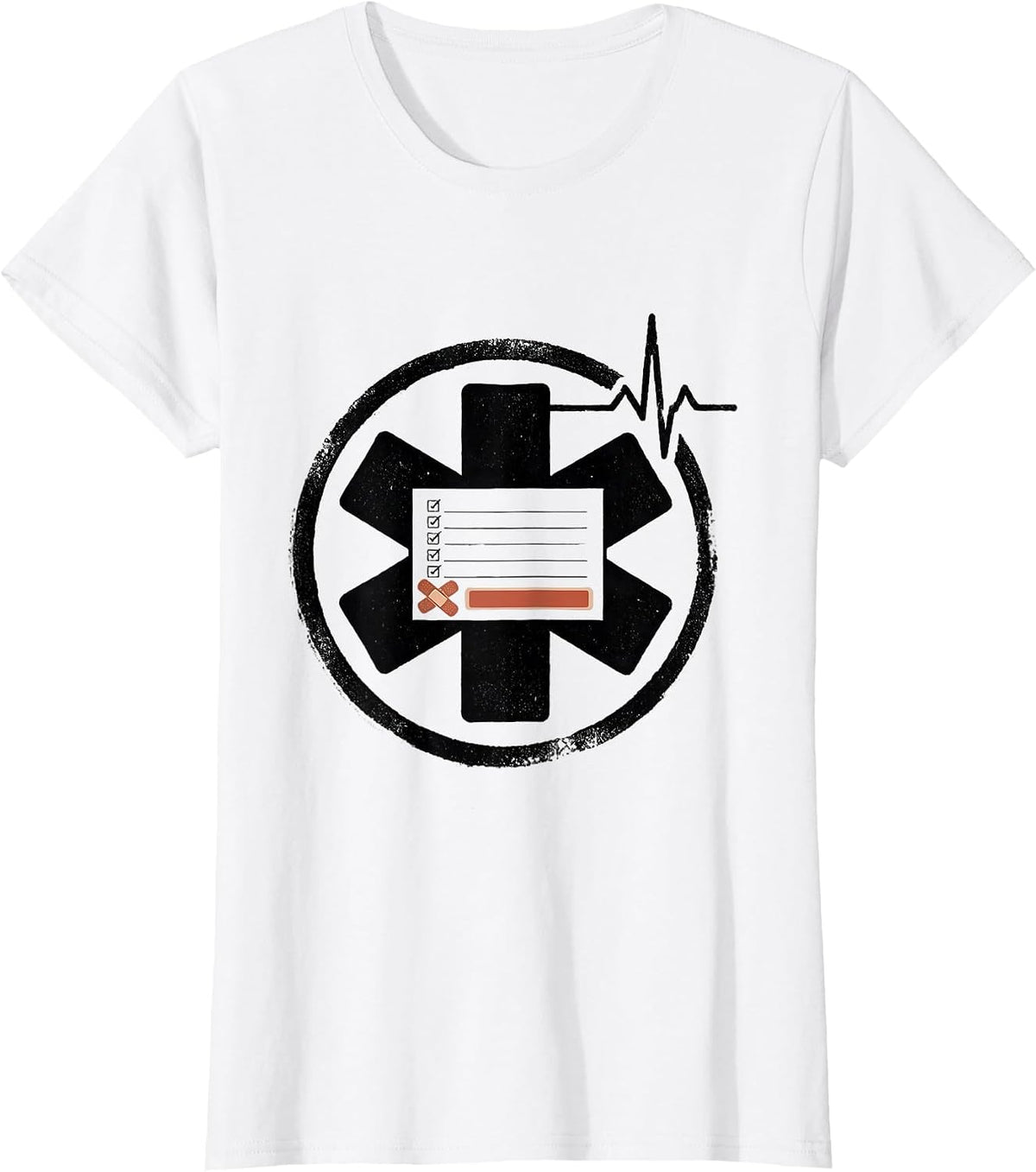 Sealed Star-of-Life Ticket Stub Dark Humor EMT Paramedic T-Shirt - White