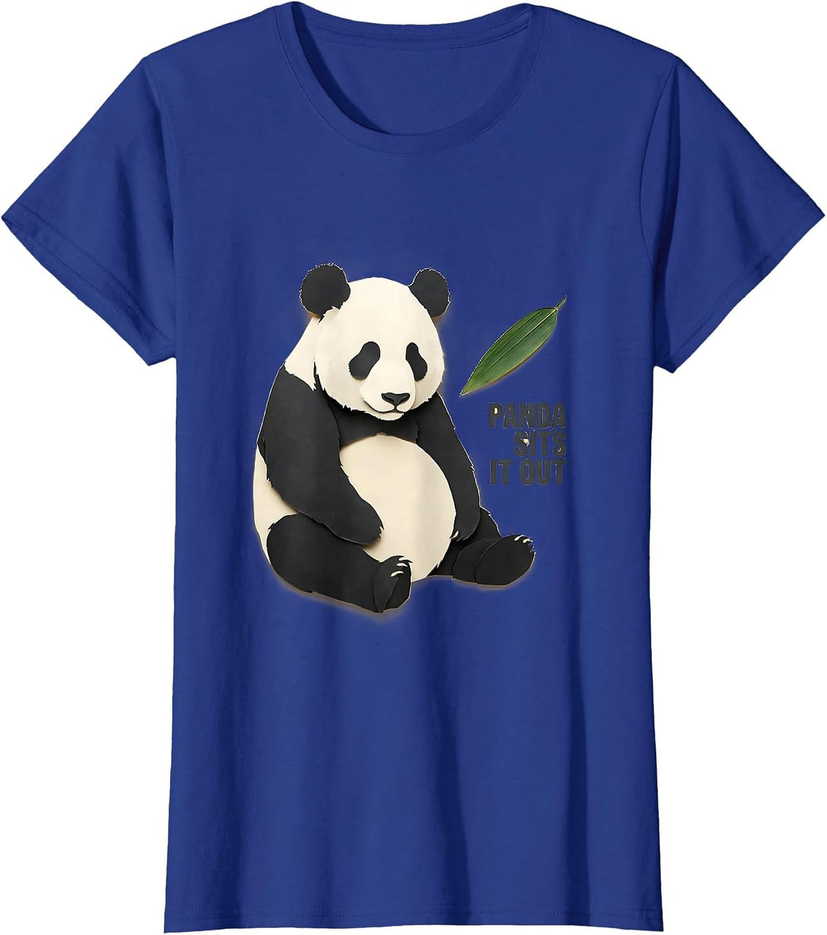 Women's Panda Sits It Out Cute Kawaii Panda Lover Humor T-Shirt - Royal Blue
