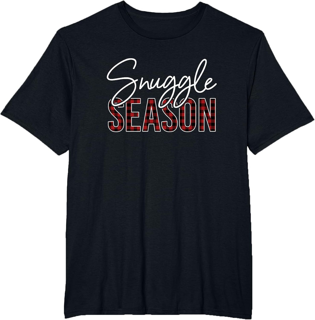 Snuggle Season - Red Black Buffalo Plaid T-Shirt - Black