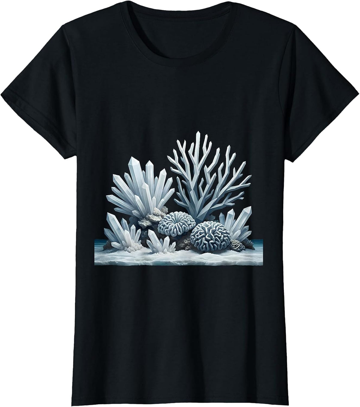 Salt Crystal Coral Reef Graphic Design T-Shirt - Black