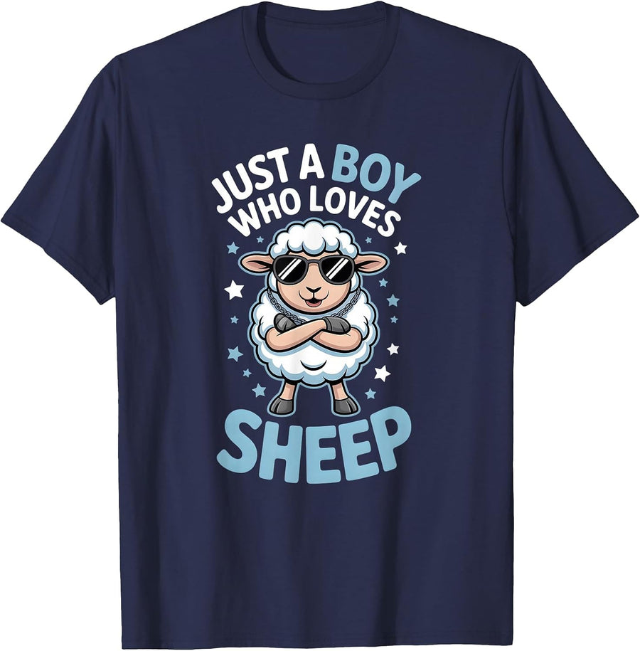 Boys Sheep T-Shirt - Navy Blue