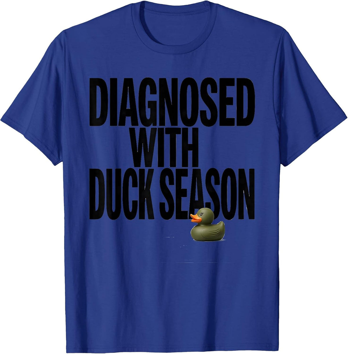 Diagnosed With Duck Season Rustic Hunting Dog Waterfowl T-Shirt - Royal Blue