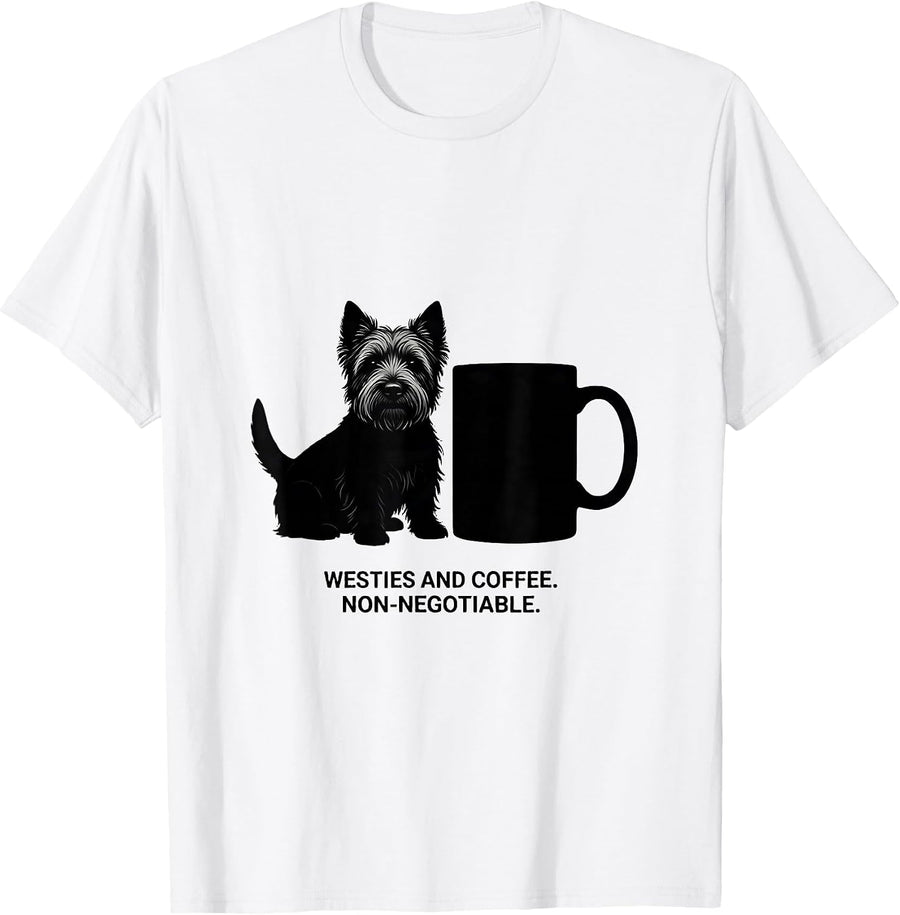 Men's Westies And Coffee Non-Negotiable Westie Mama Dog Lover T-Shirt - White
